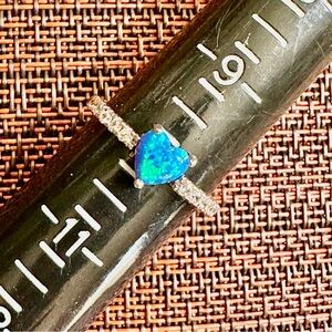 Fragrant Jewels Turquoise Heart Opal Ring with Silver Band
